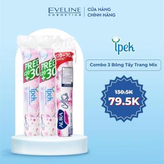Combo 2 Bông tẩy trang Ipek siêu mềm mịn 150 miếng (IPEK0052) + 1 Bông tẩy trang Aura Beauty 120+30 miếng (ICOT9079)