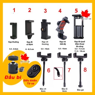 Kẹp điện thoại, ipad, máy tính bảng dùng gắn gậy tự sướng, gậy 3 chân tripod livestream