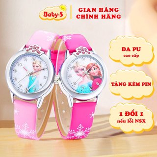 Đồng hồ trẻ em từ 3 tuổi chất liệu da PU cao cấp họa tiết Elsa & Anna xinh xắn Baby-S – SDH002