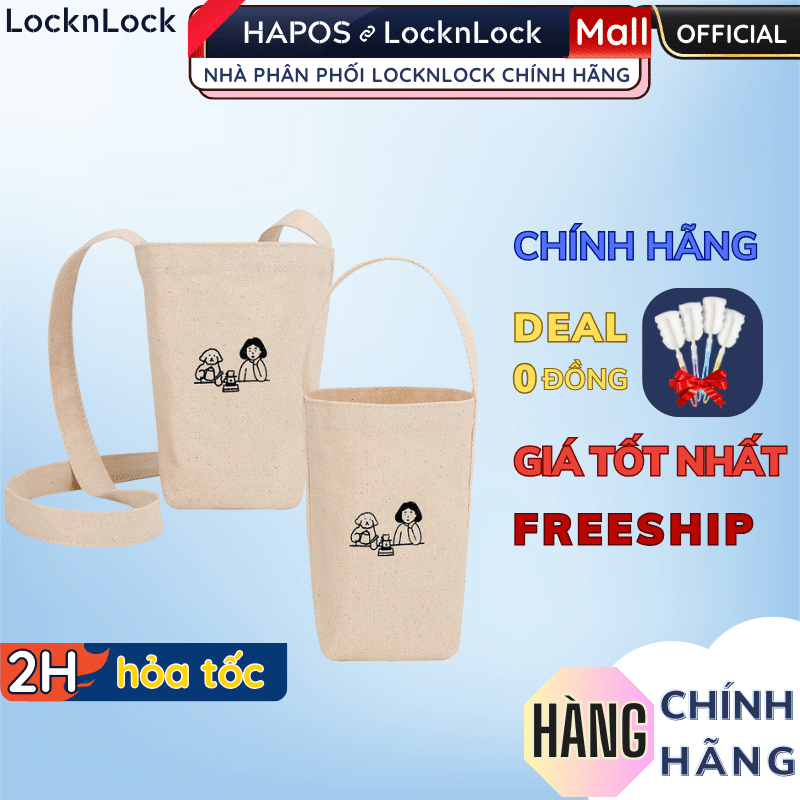 Túi vải canvas đựng ly, bình giữ nhiệt LocknLock , ly trà sữa, phong cách đơn giản tiện dụng HPCV09 - HAPOS OFFICIAL