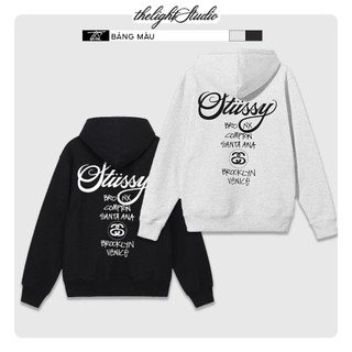 Áo hoodie zip Stussy world tour chất liệu nỉ unisex phong cách streetwear cao cấp