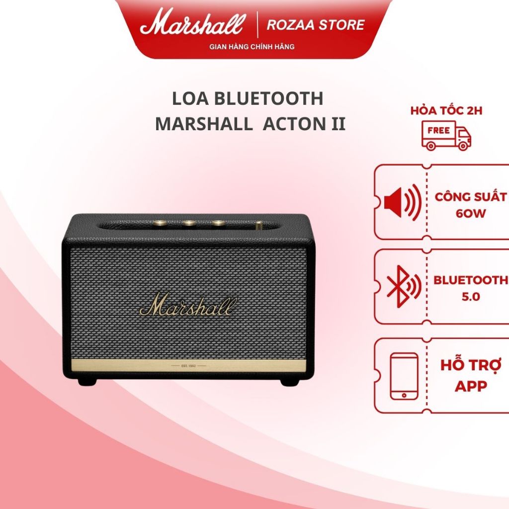 Loa Bluetooth Không Dây Marshall Acton II 2 APP Phiên bản cắm điện Nguyên seal - Bảo Hành 12 Tháng