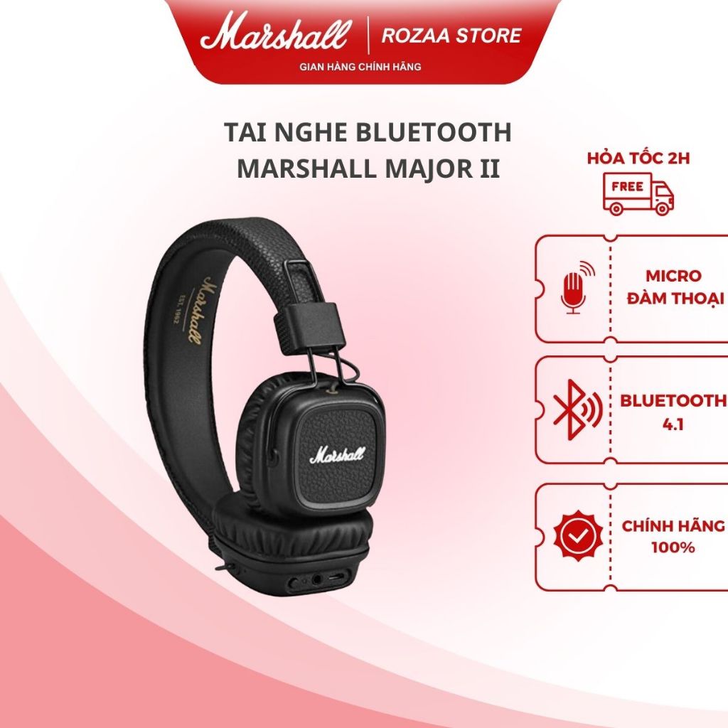 Tai Nghe Chụp Tai Marshall major II 2 Kèm mic Kết Nối Bluetooth - New, Bảo hành 12 tháng, 1 đổi 1 trong 1 tháng