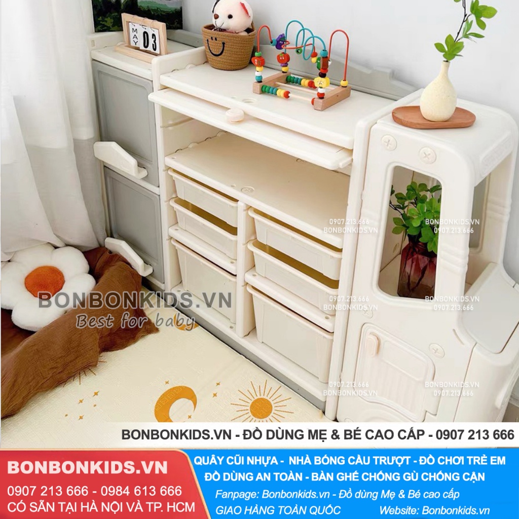 Tủ để đồ sơ sinh đa năng Newber ô tô Bus, Tủ đựng quần áo, tủ đựng bỉm sữa để đồ cho bé