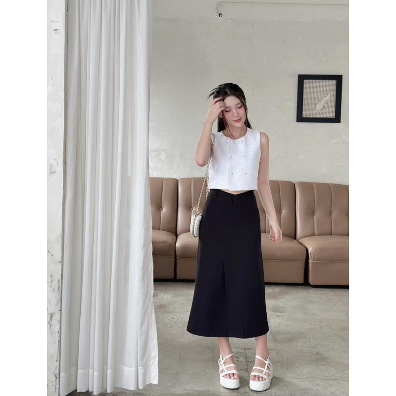 Ceci Cela - Áo Ghile tweed trẻ trung Plain