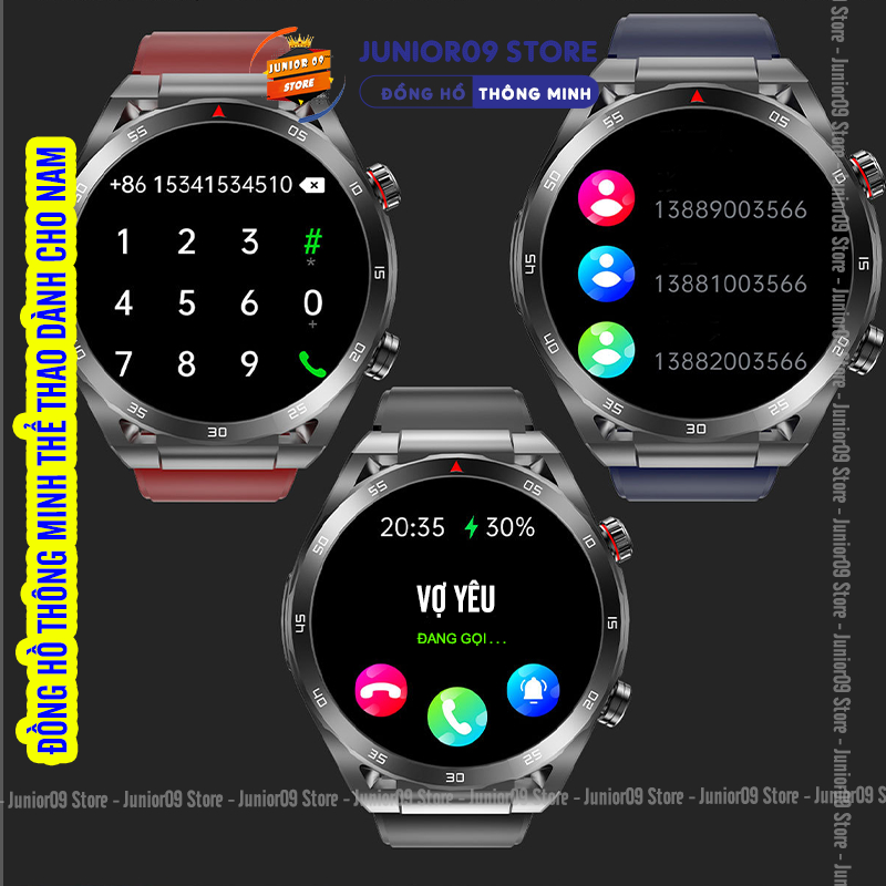 Đồng hồ thông minh Mặt tròn JUNIOR09 WATCH G9 PRO, Smart Watch Nghe gọi Chơi Game Nhận thông báo Đo sức khỏe cho Nam