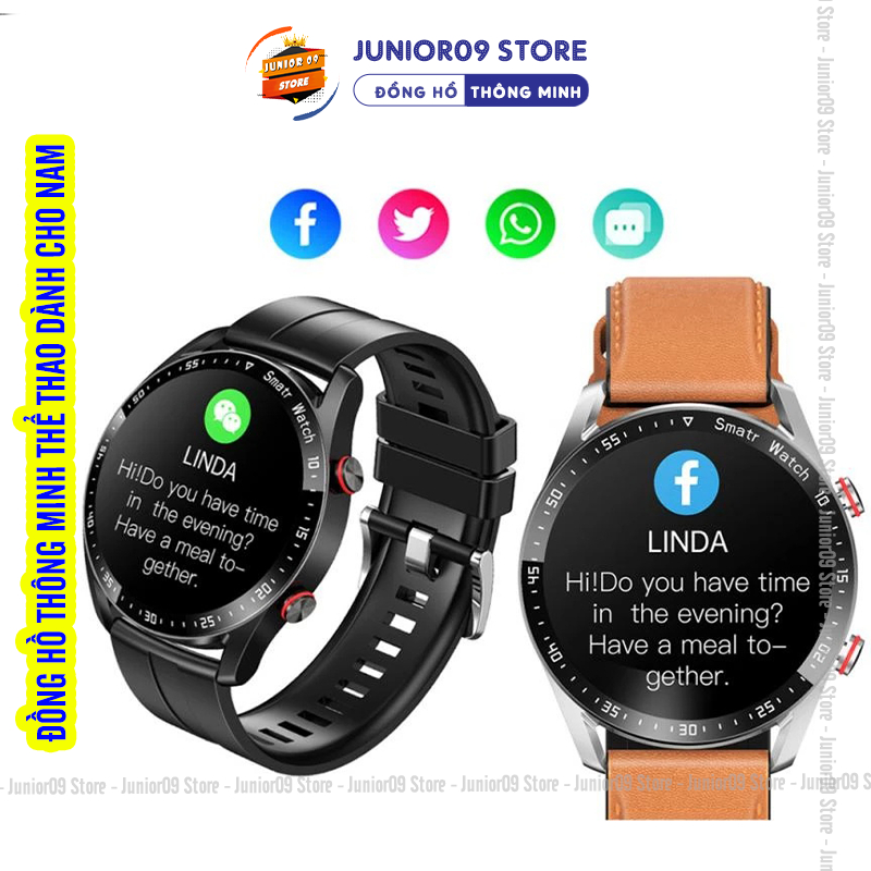 Đồng hồ thông minh Mặt tròn JUNIOR09 WATCH G9 PRO, Smart Watch Nghe gọi Chơi Game Nhận thông báo Đo sức khỏe cho Nam