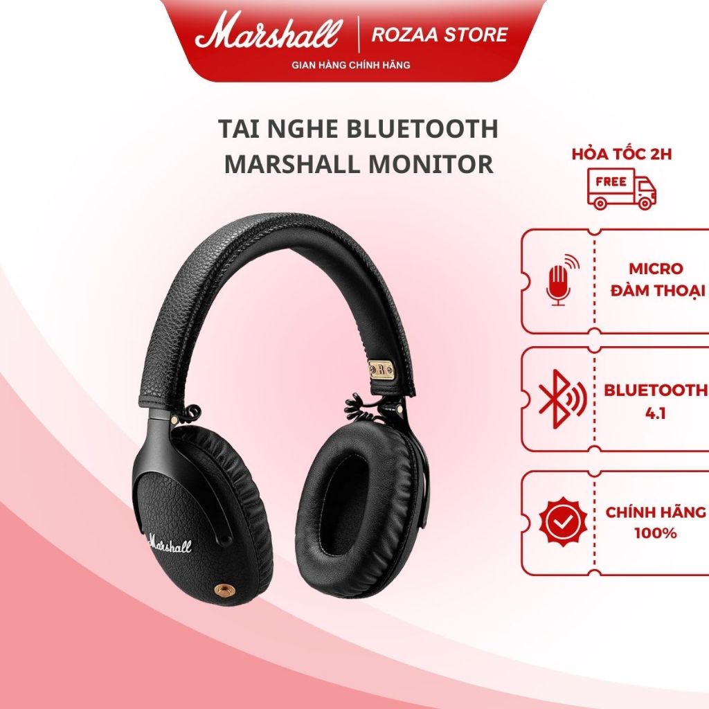 Tai nghe bluetooth chụp tai Marshall Monitor Đàm thoại - Over ear Bảo hành 12 tháng, 1 Đổi 1 trong 30 ngày