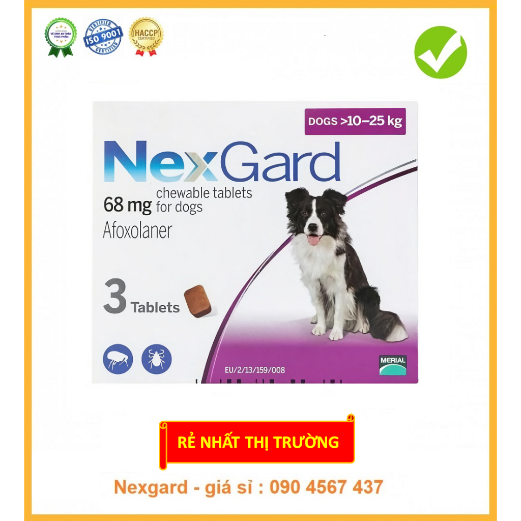 Nexgard 10-25KG  vị thịt bò 🐮🐮, Sạch Ve, Rận, Bọ chét, Ghẻ  - NEXGARD GIÁ SỈ SHOP