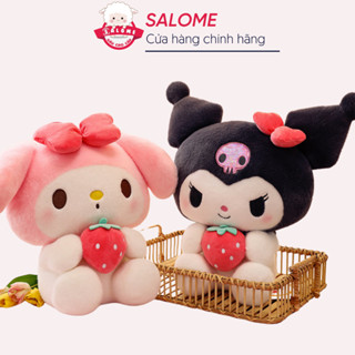 Gấu Bông Con Mèo Kuromi Xám Thỏ Melody Hồng Ôm Trái Dâu To Khổng Lồ Salome Cute, Qùa Tặng Cao Cấp