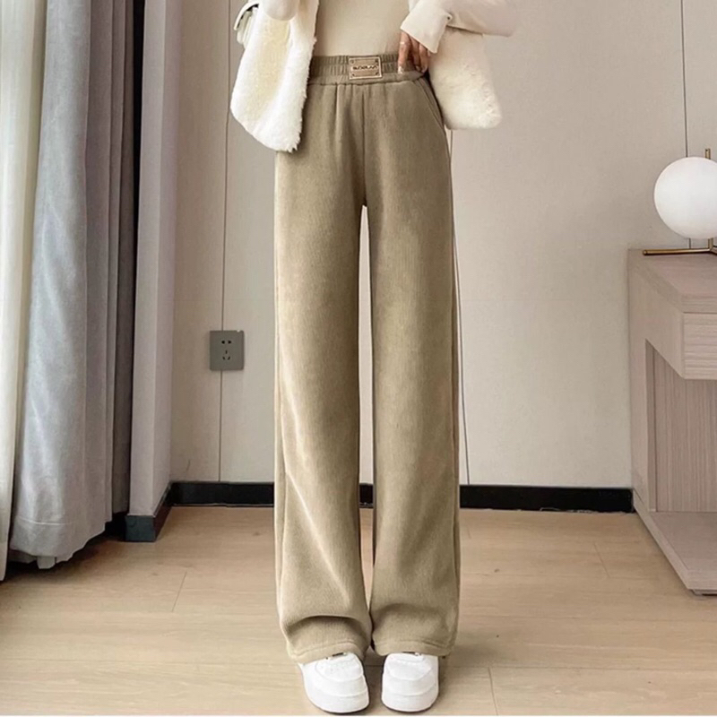 Quần xuông tăm lót lông hàng quang châu dầy dặn lông mềm chuẩn sịn