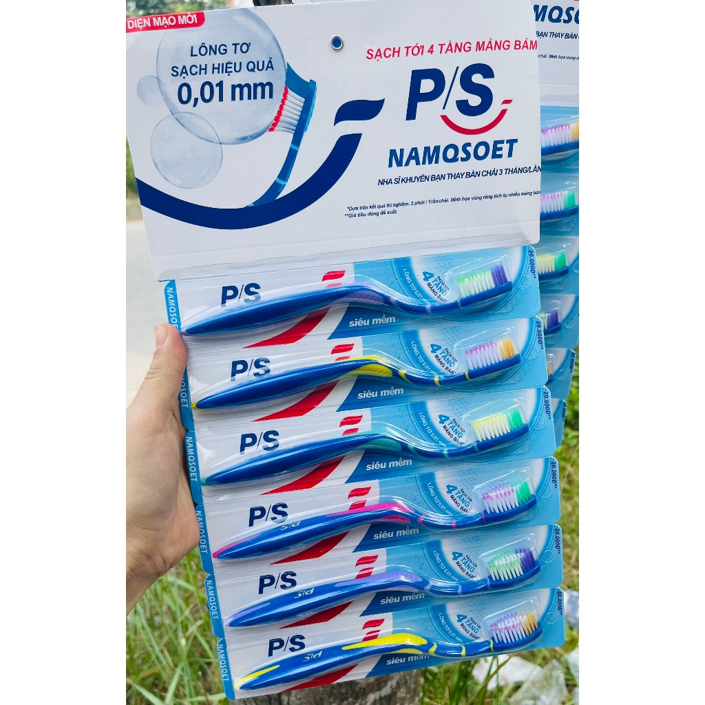 Sỉ dây 12 chiếc bàn chải đánh răng P/S đầu lông siêu mềm, lông tơ cao cấp - mẫu mới