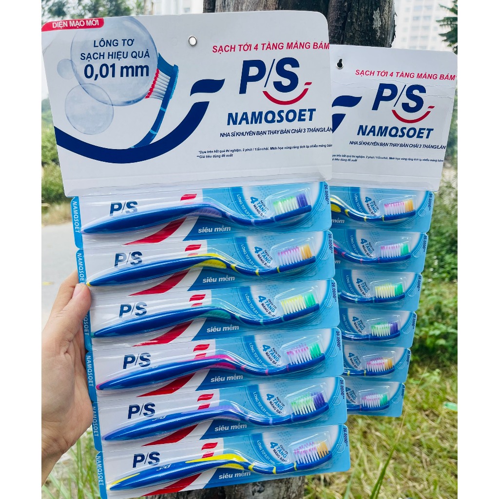 Sỉ dây 12 chiếc bàn chải đánh răng P/S đầu lông siêu mềm, lông tơ cao cấp - mẫu mới