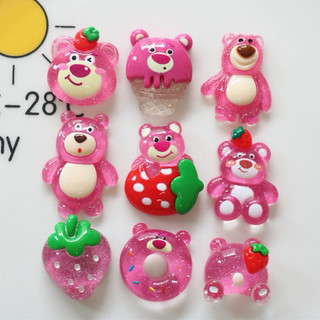 Charm gắn dép , sticker gắn dép chủ đề gấu dâu lotso trong sẵn nút cài dép sục, dép crocs