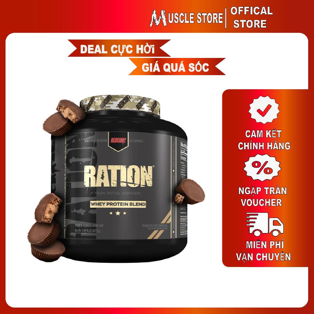 Whey Protein Ration - Redcon1 (2.1KG - 65 Liều), Sữa Tăng Cơ Hỗ Trợ Bổ Sung Dinh Dưỡng Phát Triển Cơ Bắp