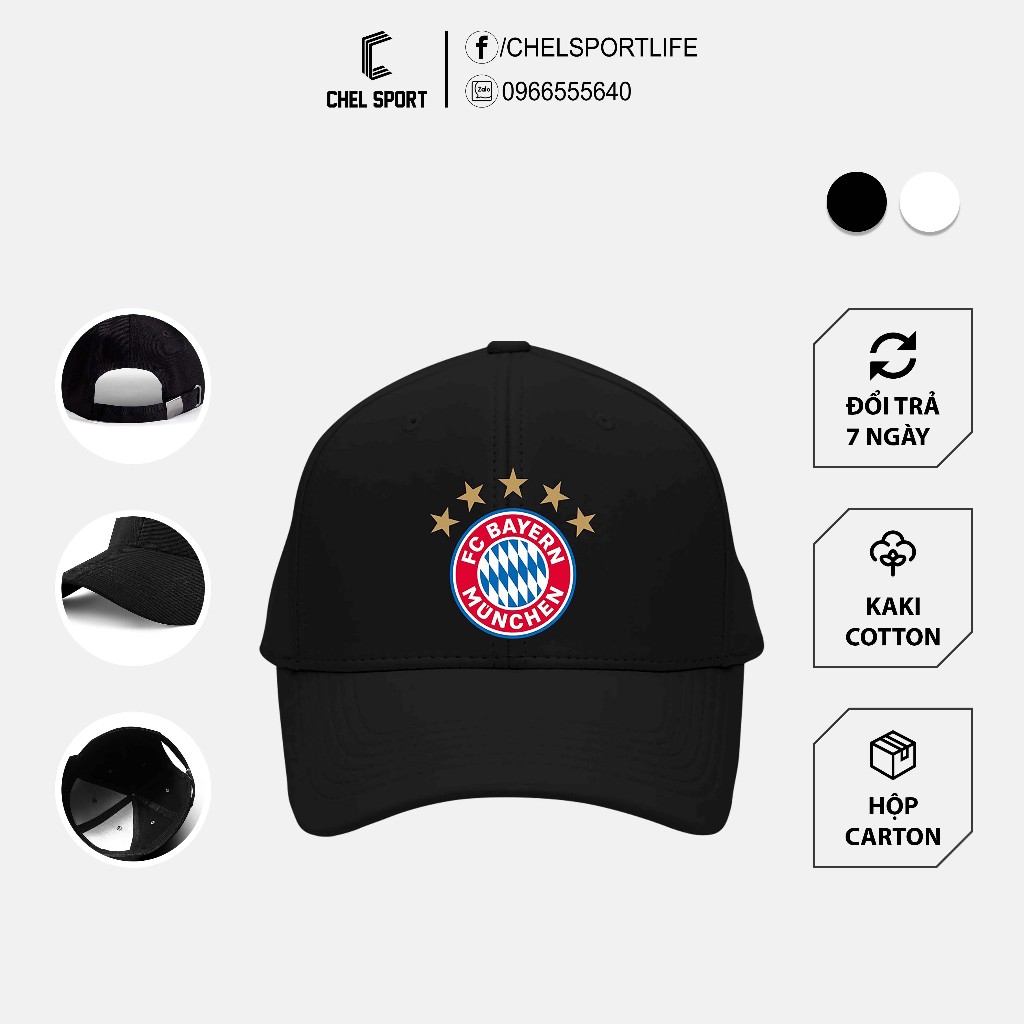 Mũ nón Bayern Munich kaki 100% cotton