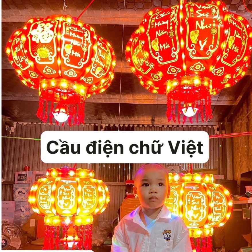 Đèn Lồng Điện Xoay 360 Kết Hợp Đèn Led, Lồng Đèn led xoay 3D trang trí Tết