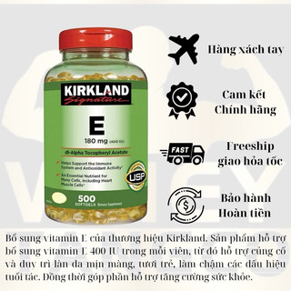 Viên Uống Vitamin E 400 IU 500 Viên Kirkland Của Mỹ 500 Viên