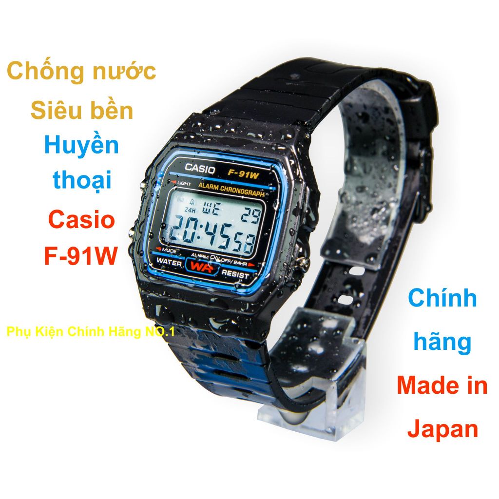 Đồng Hồ Điện Tử Casio F-91W Huyền Thoại, Đồng hồ Casio Chống Thấm Nước, Siêu Bền