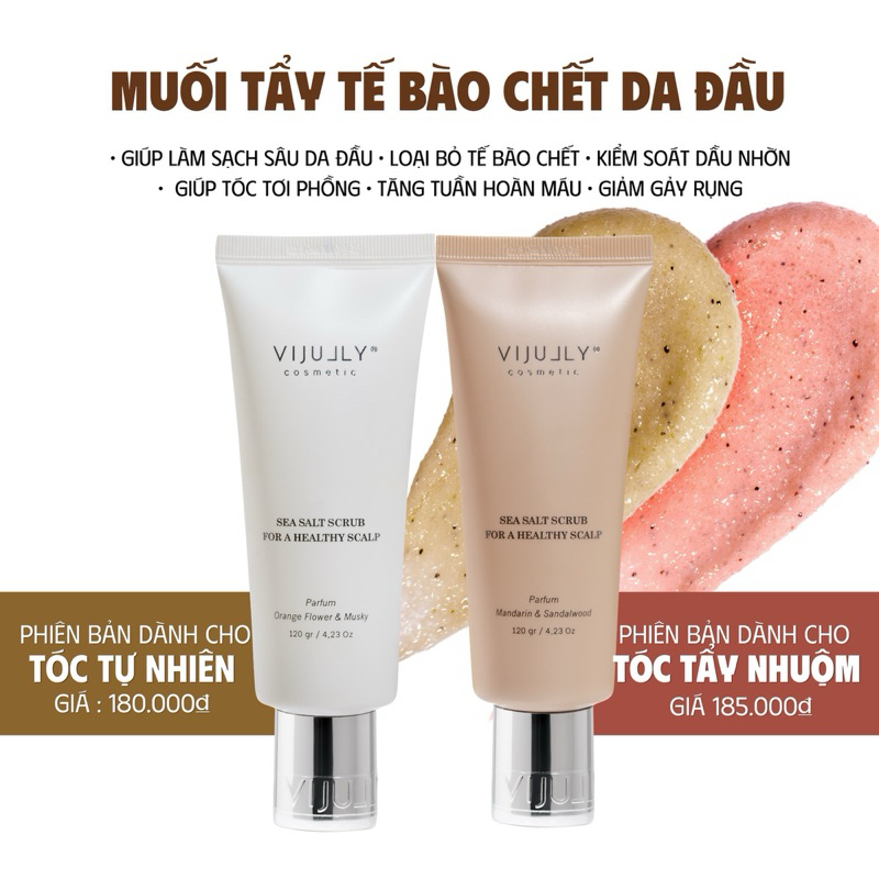 Muối tẩy tế bào chết da đầu Vi Jully 120g làm sạch da đầu, phồng chân tóc, tóc lâu bết