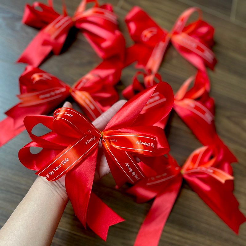 Nơ ruy băng đỏ , bảng 4cm, hộp quà, trang trí, bó hoa, sinh nhật
