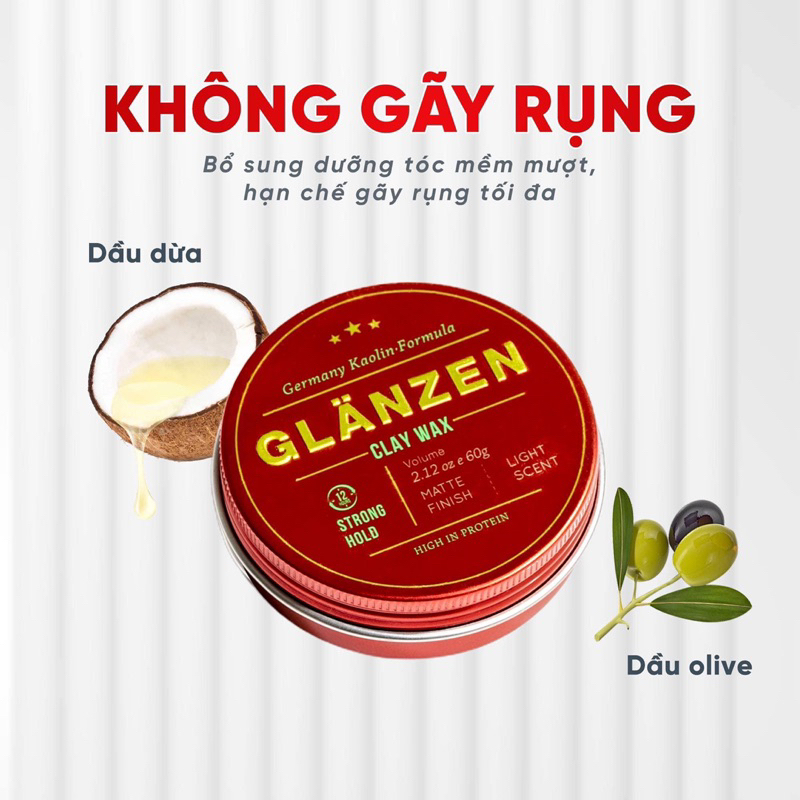 Sáp Glanzen Clay 60g - Sáp Chính Hãng Bán Chạy Số 1 Thị Trường
