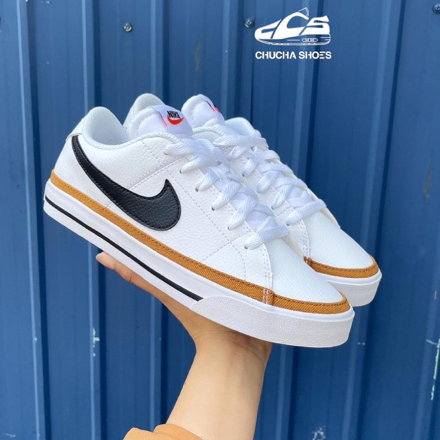 Giày Thể Thao Nike Court Legacy Low Trắng Viền Nâu - Code CU4150-102