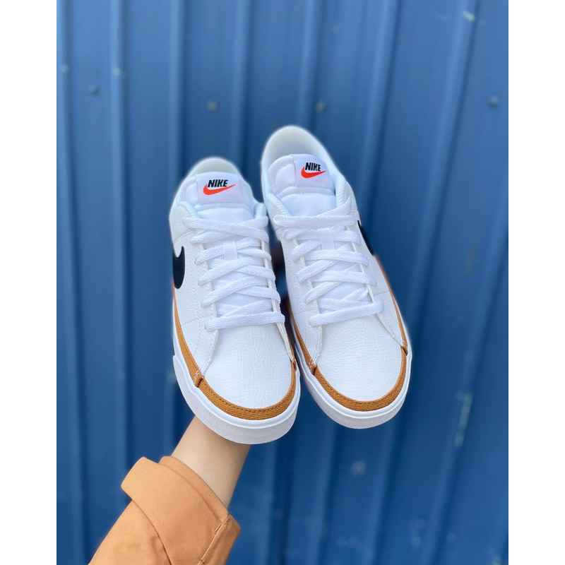 Giày Thể Thao Nike Court Legacy Low Trắng Viền Nâu - Code CU4150-102