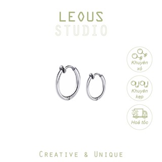 Khuyên tai kẹp không bấm lỗ chốt round K202 bằng titan không gỉ hình tròn dáng ngắn Leous