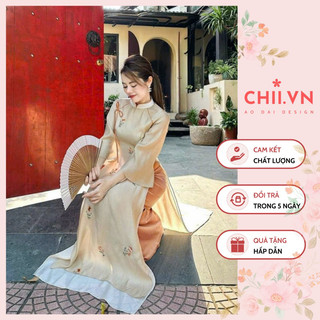 Áo dài cách tân thêu cúc chi