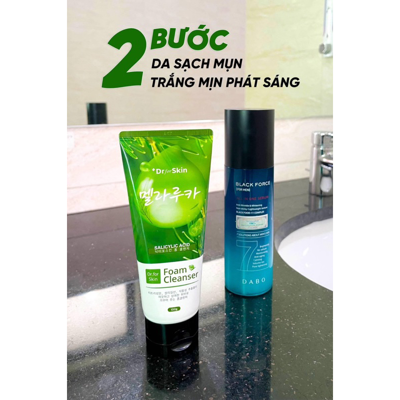 Combo Phục hồi da cháy nắng Sữa rửa mặt Tràm trà + serum dưỡng da Dabo