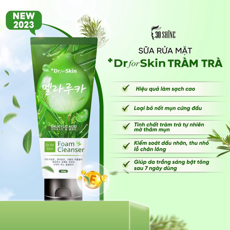 Combo Phục hồi da cháy nắng Sữa rửa mặt Tràm trà + serum dưỡng da Dabo