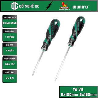 Bộ tô vít, tua vít, tuốc nơ vít 2 đầu dẹp và đầu bake cán bọc cao su 6x100mm 6x150mm w3085a w3085b wynn's, hợp kim thép