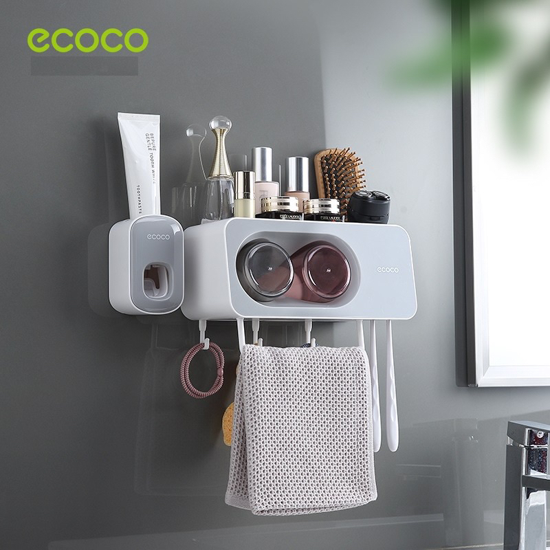 Kệ Treo Bàn Chải Đánh Răng Ecoco E2111, E2112, E2113, Có Thanh Treo Khăn, Để Đồ Phòng TắmNhựa ABS Cao Cấp
