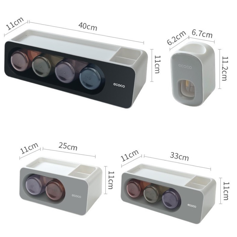 Kệ Treo Bàn Chải Đánh Răng Ecoco E2111, E2112, E2113, Có Thanh Treo Khăn, Để Đồ Phòng TắmNhựa ABS Cao Cấp