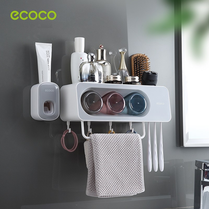 Kệ Treo Bàn Chải Đánh Răng Ecoco E2111, E2112, E2113, Có Thanh Treo Khăn, Để Đồ Phòng TắmNhựa ABS Cao Cấp