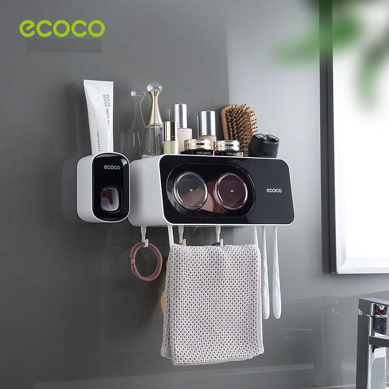 Kệ Treo Bàn Chải Đánh Răng Ecoco E2111, E2112, E2113, Có Thanh Treo Khăn, Để Đồ Phòng TắmNhựa ABS Cao Cấp