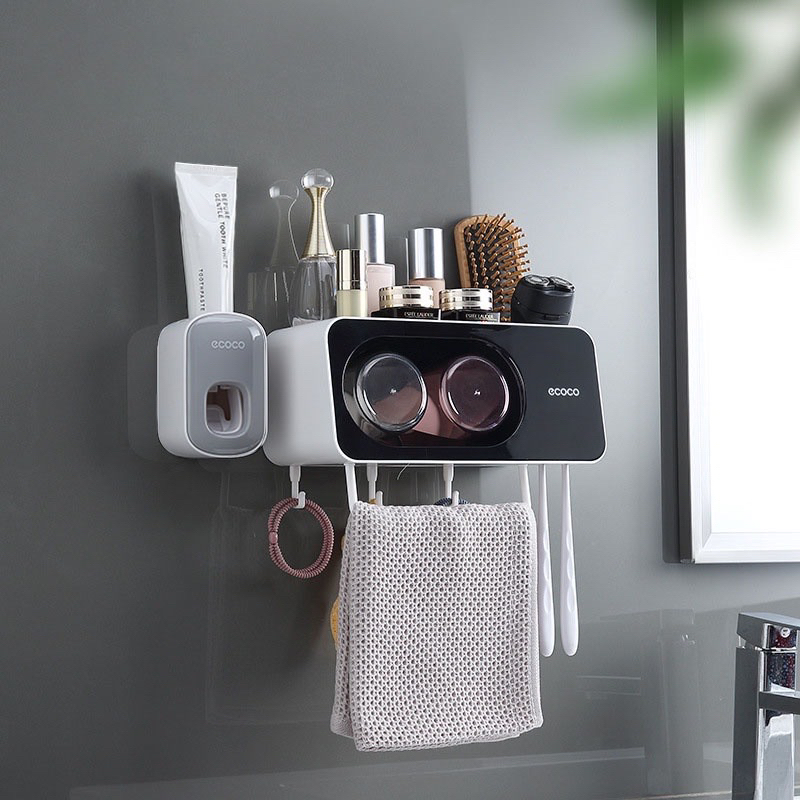Kệ Treo Bàn Chải Đánh Răng Ecoco E2111, E2112, E2113, Có Thanh Treo Khăn, Để Đồ Phòng TắmNhựa ABS Cao Cấp