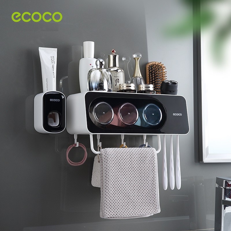 Kệ Treo Bàn Chải Đánh Răng Ecoco E2111, E2112, E2113, Có Thanh Treo Khăn, Để Đồ Phòng TắmNhựa ABS Cao Cấp