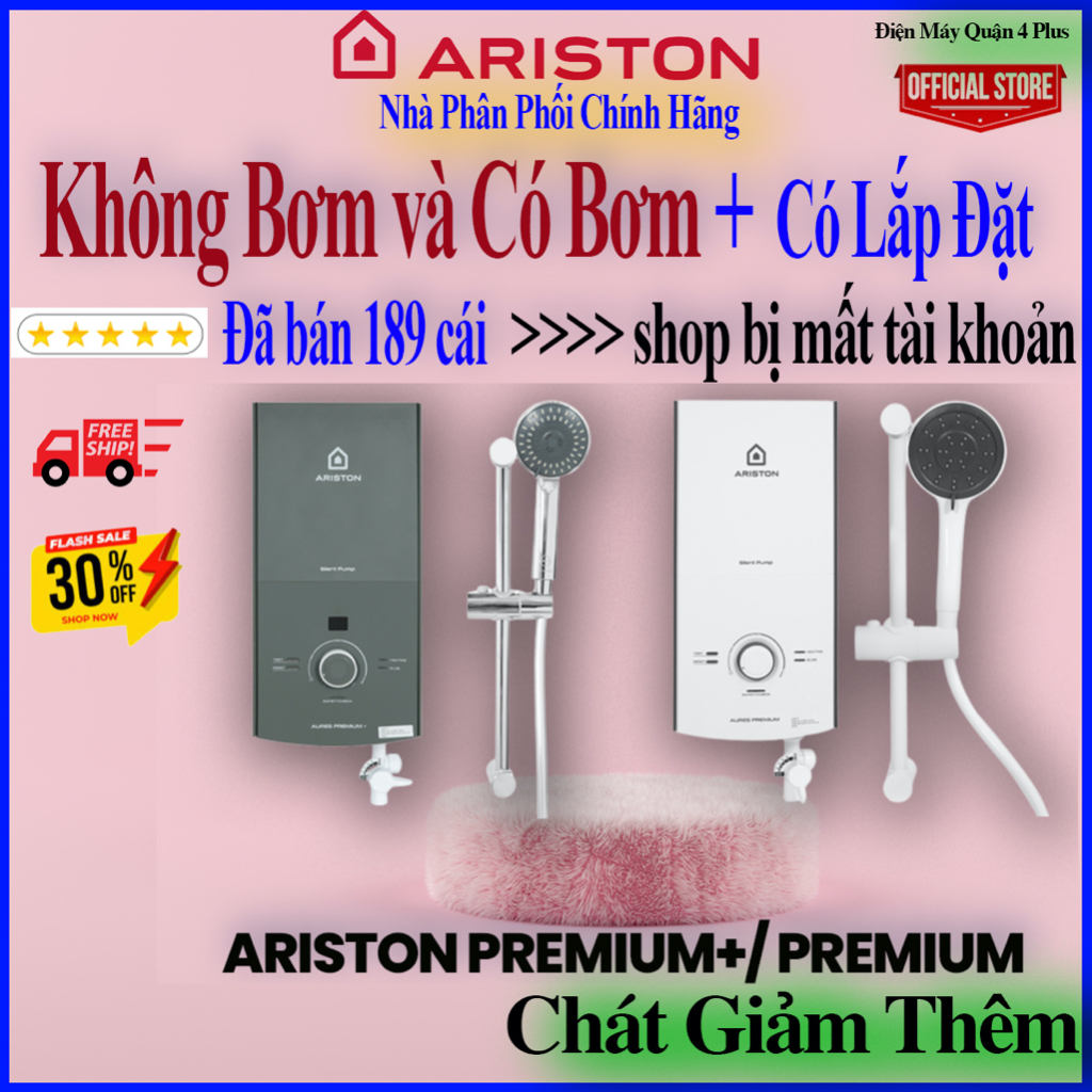 Máy nước nóng trực tiếp Ariston 4500W AURES PREMIUM 4.5P (Có Bơm) - Ariston Aures Premium 4.5 (Không Bơm)