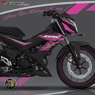 tem lửa màu tím dán xe sonic 150r dàn áo đen