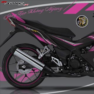 tem lửa màu tím dán xe sonic 150r dàn áo đen