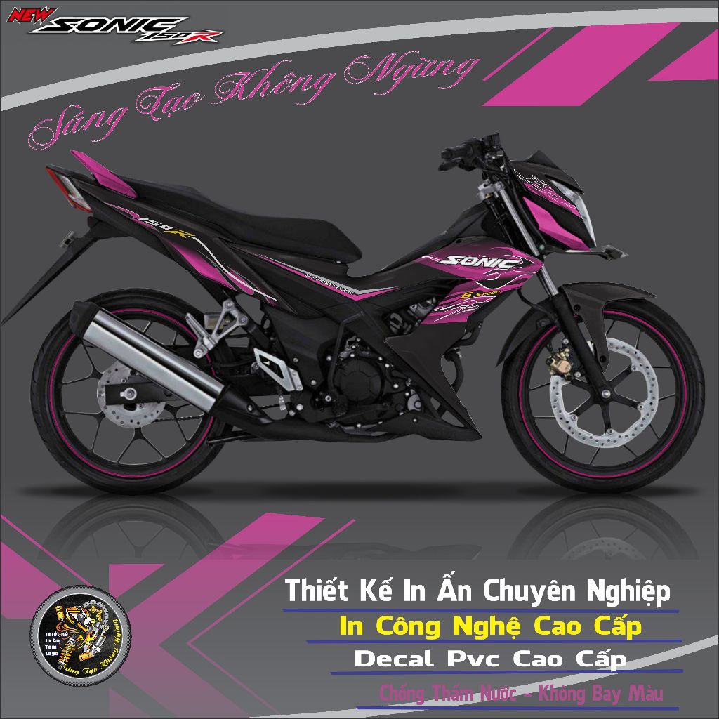 tem lửa màu tím dán xe sonic 150r dàn áo đen