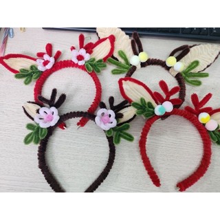 Bờm kẹp tóc noel handmade kẽm nhung
