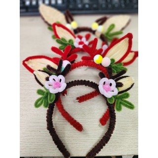 Bờm kẹp tóc noel handmade kẽm nhung
