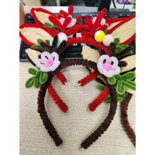 Bờm kẹp tóc noel handmade kẽm nhung