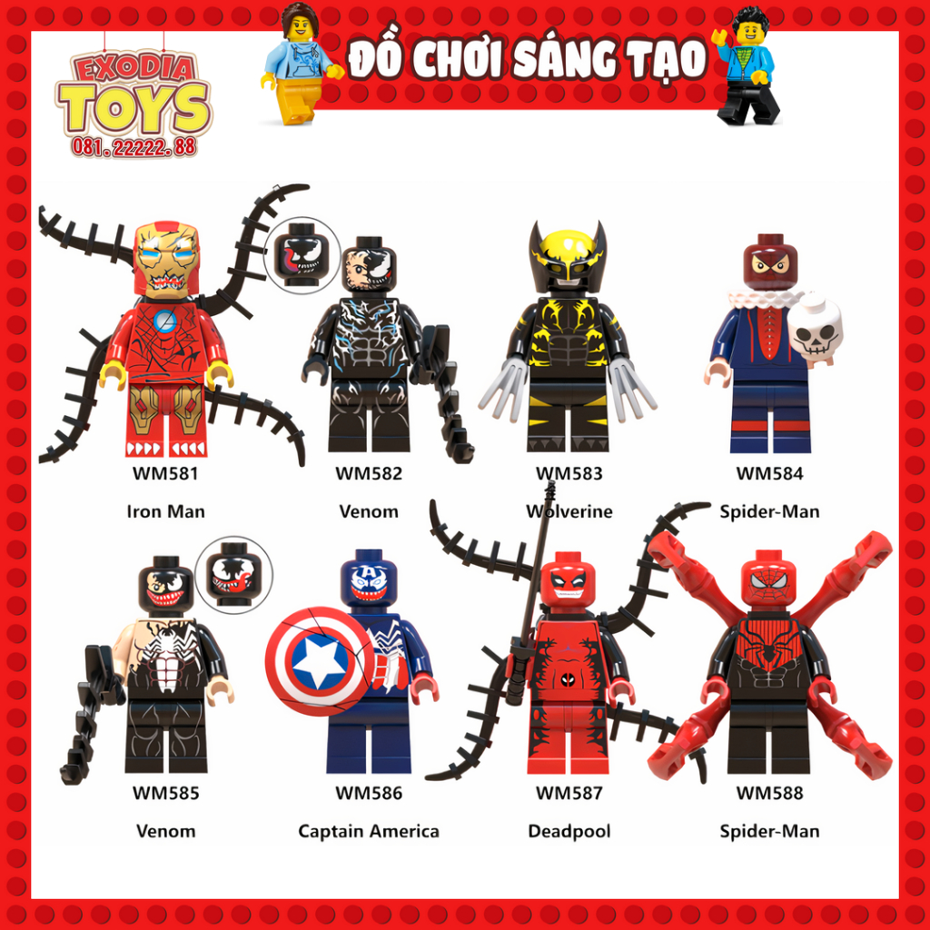 Xếp hình Minifigure siêu anh hùng Marvel trong hình dạng Venom - Đồ Chơi Lắp Ghép Sáng Tạo - WM6044