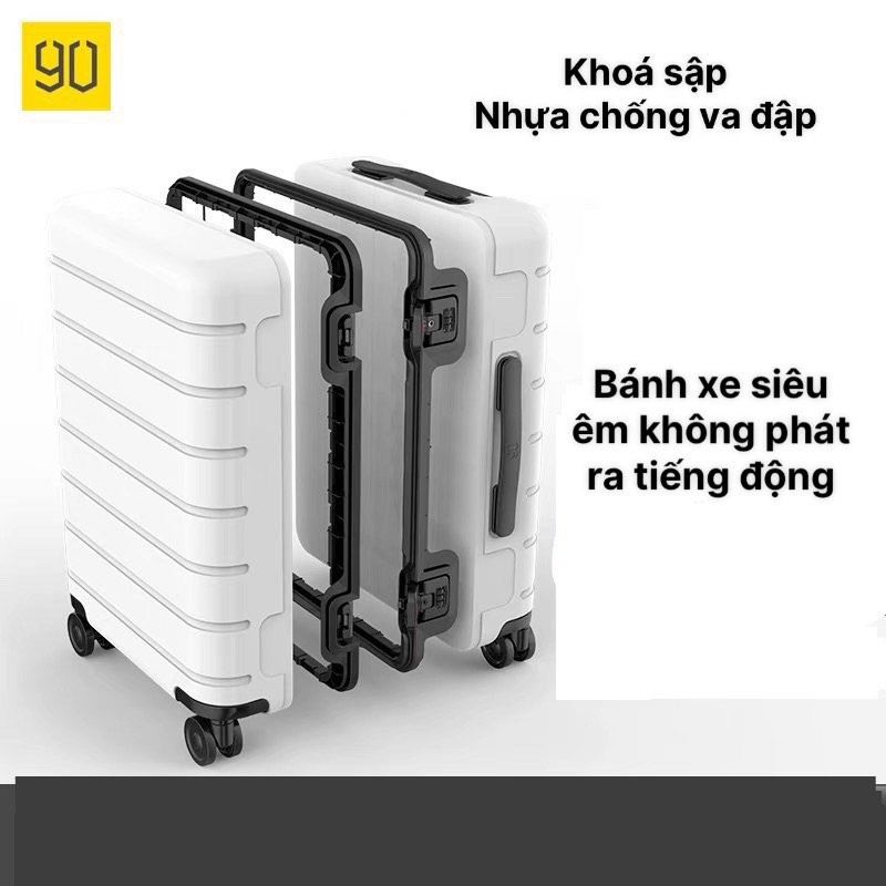 Vali Xiaomi 90 point HÀNG CHÍNH HÃNG size 24, màu trắng đen