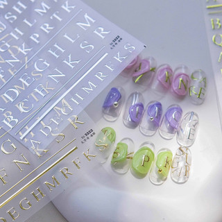 Nail sticker chữ màu gold, phụ kiện nail chuyên dụng, nail art