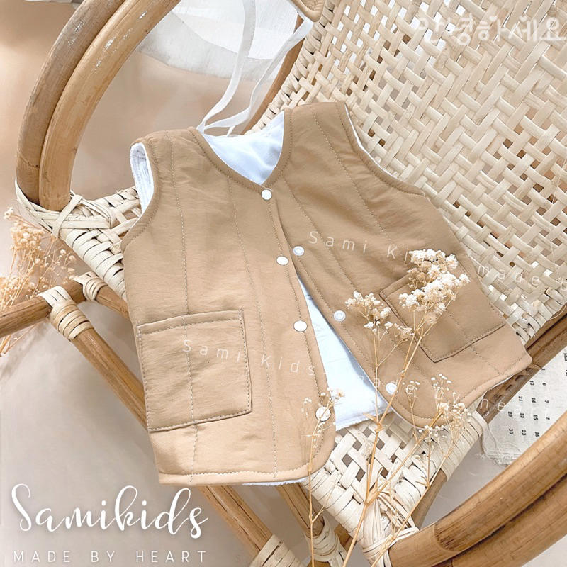 Áo phao gile cho bé kèm mũ phong cách Korea